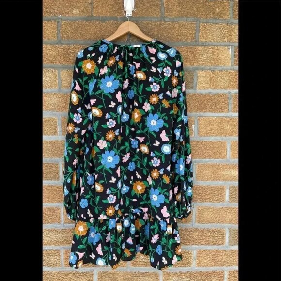 KATE SPADE NEW YORK KATE SPADE Floral Garden Tulip Dress In Black LARGE - Picture 10 of 13